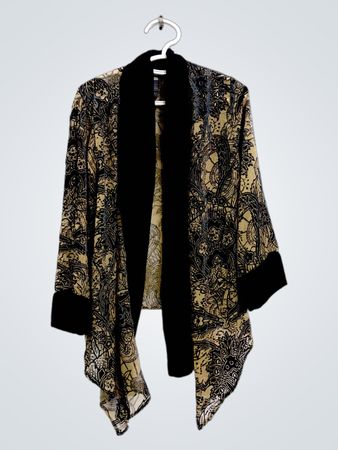 Chico's Travelers bedruckter Offener Strickjacke vorne