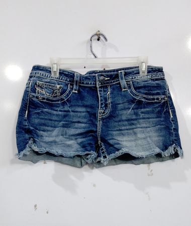 Vigoss Damen Jeansshorts in Blau mit ausgefranstem Saum
