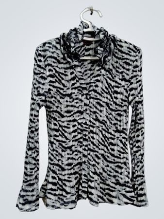 COLOUR WORKS Zebra-Print plissiertes Langarm-Oberteil