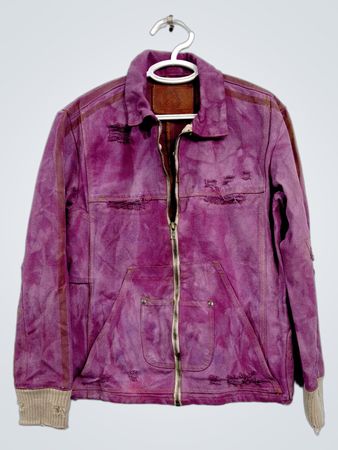 Purple Distressed Jacket with Zipper