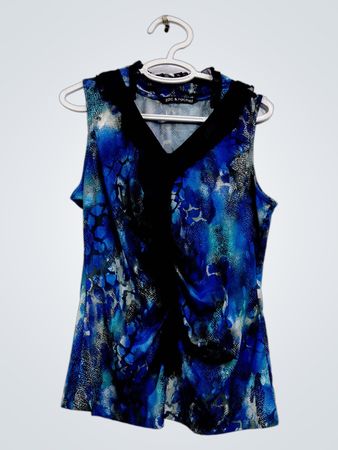 Zac & Rachel Damen Top ohne Ärmel mit blauem abstraktem Muster
