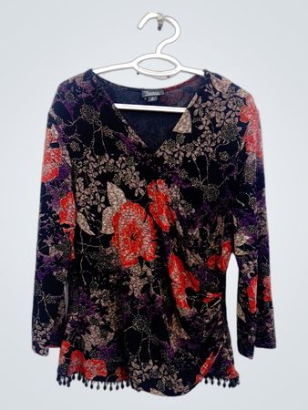 Dressbarn Collection Damen Oberteil mit Blumenmuster und langen Ärmeln