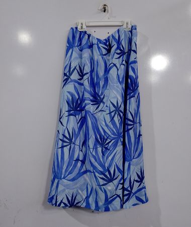 Blauer Blattdruck Maxi-Rock
