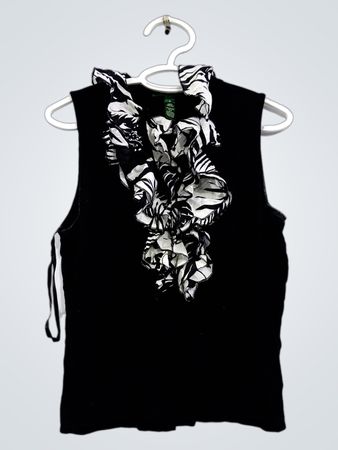 Lauren Ralph Lauren Black Sleeveless Ruffle Top