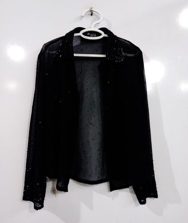 JKARA NEW YORK Schwarze transparente Bestickte Jacke