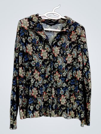 Zac & Rachel Petite Bluse mit langem Arm, Knopfleiste und floralem Druck