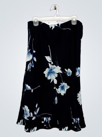 J. G. HOOK Navy Blue Floraler Print Midi-Rock