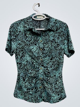 PURE SUZY SHIER Damen-Bluse mit kurzen Ärmeln und Knopfleiste