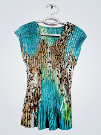 Plissiertes V-Ausschnitt-Top mit Animalprint