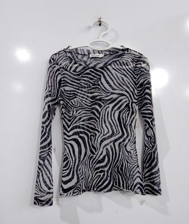 GRACE KARIN Zebra-Print Langarm-Top