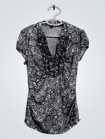 Heartsoul Women's Paisley Print Ruffle Neck Top