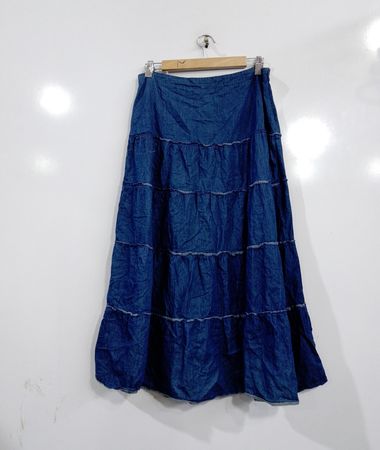 QUIZZ NEW YORK gestufter Denim-Maxirock