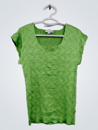 Dressbarn Green Textured Kurzarm-Oberteil