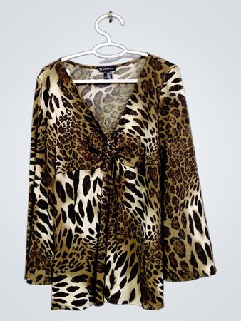 INC International Concepts Leopard-Print-Bluse mit langen Ärmeln