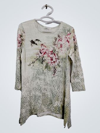 Northern Reflections Petite Size S Tunic with Floral and Bird Print