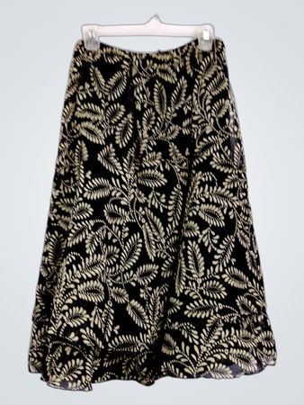R.E.Q. Schwarzer Midirock mit Blumenmuster