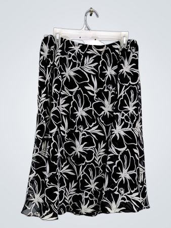 Tradition schwarzer Midirock mit Blumenmuster