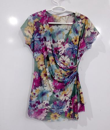 LUCY+FIONA Damen Blumenmuster Mesh-Oberteil