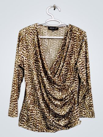Jones New York Collection Langärmliges drapiertes Top