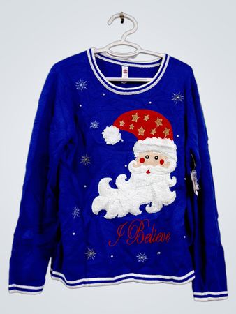 Blauer Santa Weihnachts-Pullover