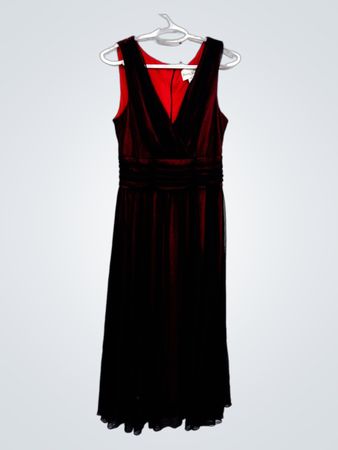 NorthStyle Damen Abendkleid aus rotem Samt und Mesh