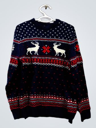 Jake Austin Navy Blue Weihnachtenpullover mit Rentiermuster