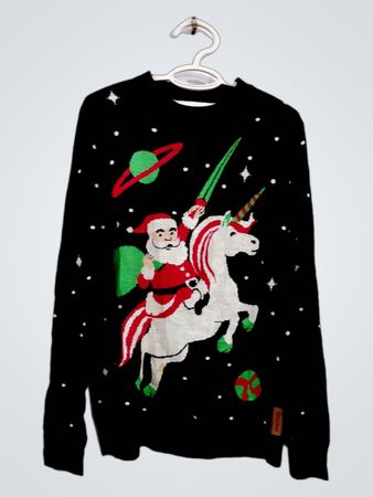 Tipsy Elves Santa reitet Einhorn hässlicher Weihnachtspullover