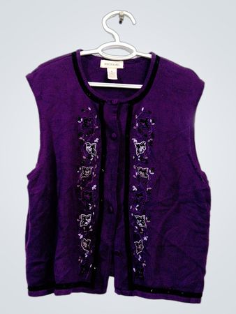 BECHAMEL Damen bestickte ärmellose Strickjacke