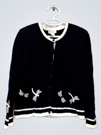 Christopher & Banks marineblauer Cardigan mit Libellenstickerei
