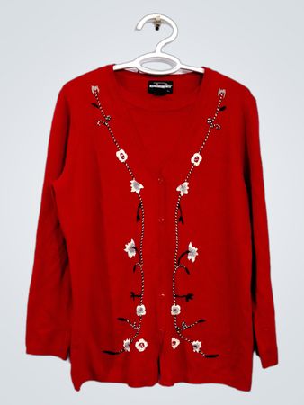 Roter bestickter Cardigan