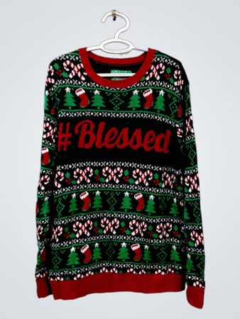 Hässiger Weihnachtspullover #Blessed