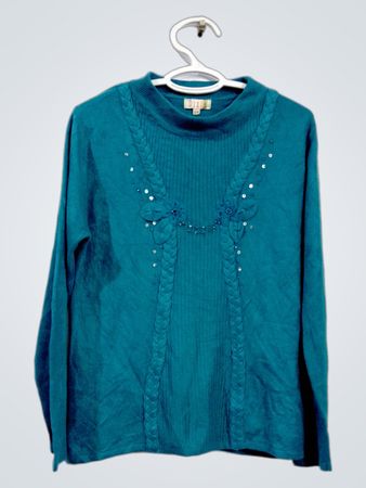 Dixie Teal Langarm-Pullover
