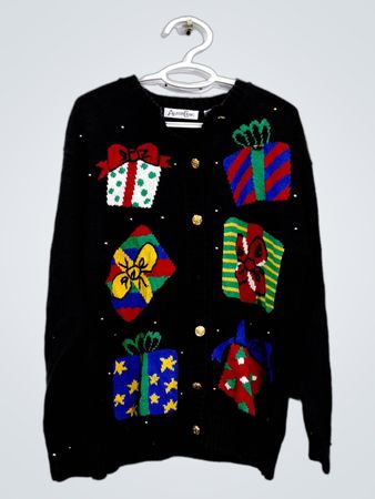 Schwarzer Weihnachtsgeschenk-Muster-Cardigan