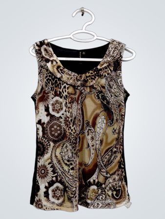 Susan Lawrence Damen-Ärmelloses Top mit Paisley- und Leopardenmuster