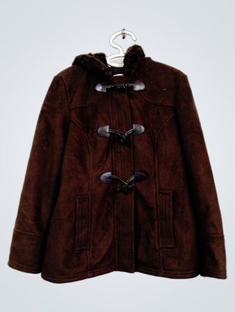 Croft & Barrow Damen brauner Dufflecoat mit Fellkapuze