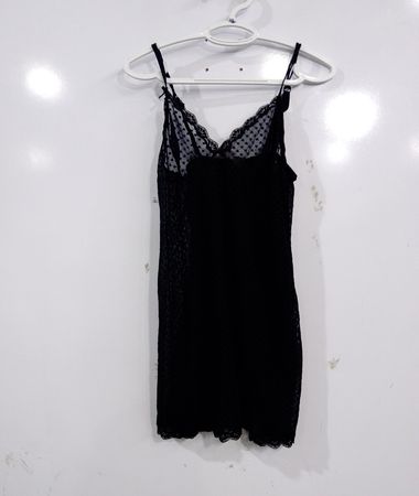 Schwarzes Spitzen-Negligé Kleid M/M
