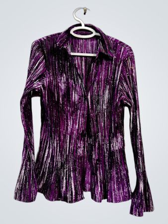 APT. 9 Lila-Schwarz abstrakter Print Langarm-Hemd mit Knopfleiste