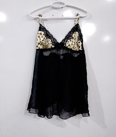 Private Luxuries Leopard Print & Lace Babydoll Chemise