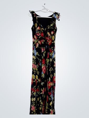 Positive Einstellung Schwarzes Blumenmaxikleid