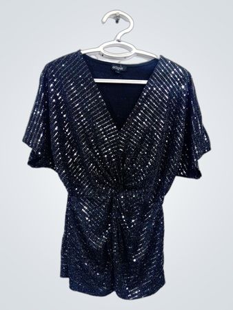 Eclipse Pailletten V-Ausschnitt Jumpsuit