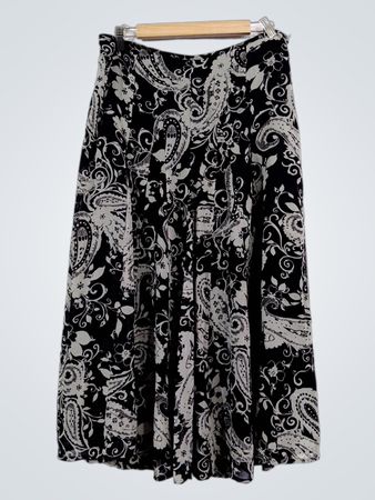 Talbots Black & White Paisley Print Midirock