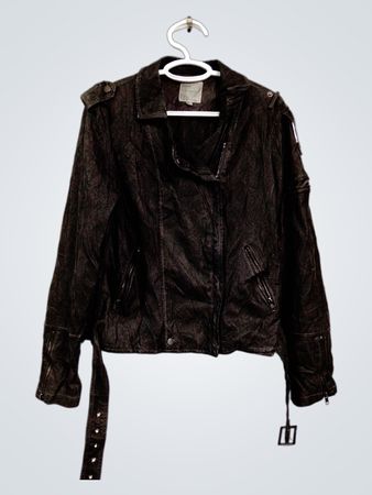 Thread & Supply Damen Schwarze Kunstleder-Motojacke