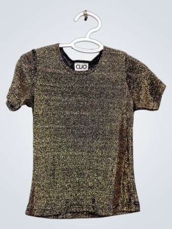 CLIO PETITES Damenkurzarm-Oberteil mit goldenem Glitzer Größe PS