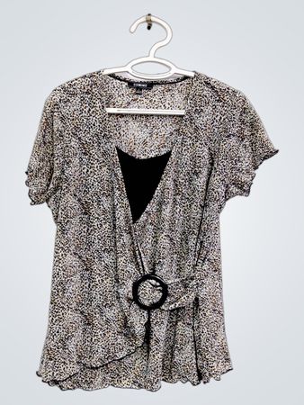 ELEMENTZ Damen-Bluse mit Leopardenmuster und Gürtel