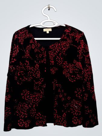 Choices Petite Schwarze rote Blumen Samtjacke