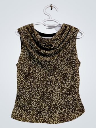 Sharon Young ärmelloses Top mit Wasserfallausschnitt und Leopardenmuster