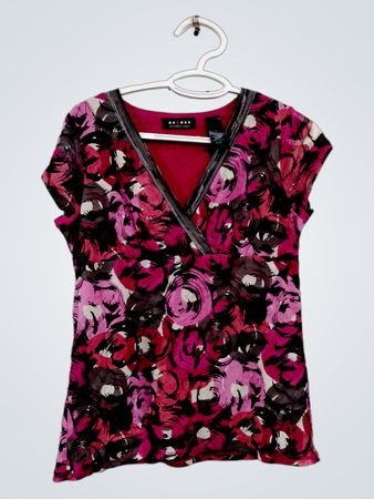 Acess by Liz Claiborne & Company Damen Oberteil mit pinkem Blumenmuster