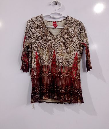Olsen Europe Damen 3/4-Arm V-Ausschnitt bedruckte Bluse