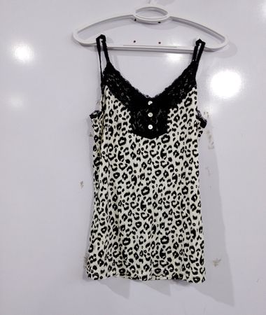 Pink Basics Leopard Print Cami Top with Lace Trim