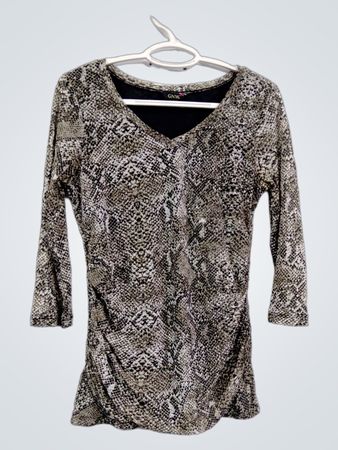 GNW Snake Print gerafftes V-Ausschnitt-Oberteil